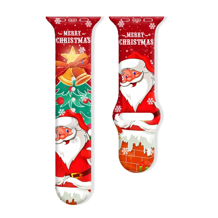 For Apple Watch 42mm / 41mm / 40mm / 38mm Christmas Pattern Reverse Buckle Silicone Watch Band
