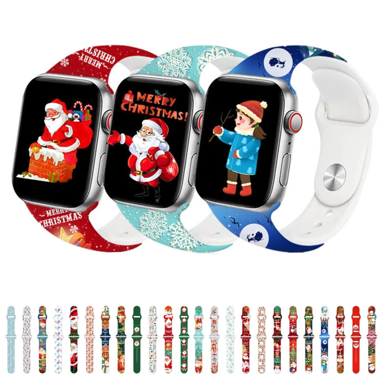 For Apple Watch 42mm / 41mm / 40mm / 38mm Christmas Pattern Reverse Buckle Silicone Watch Band