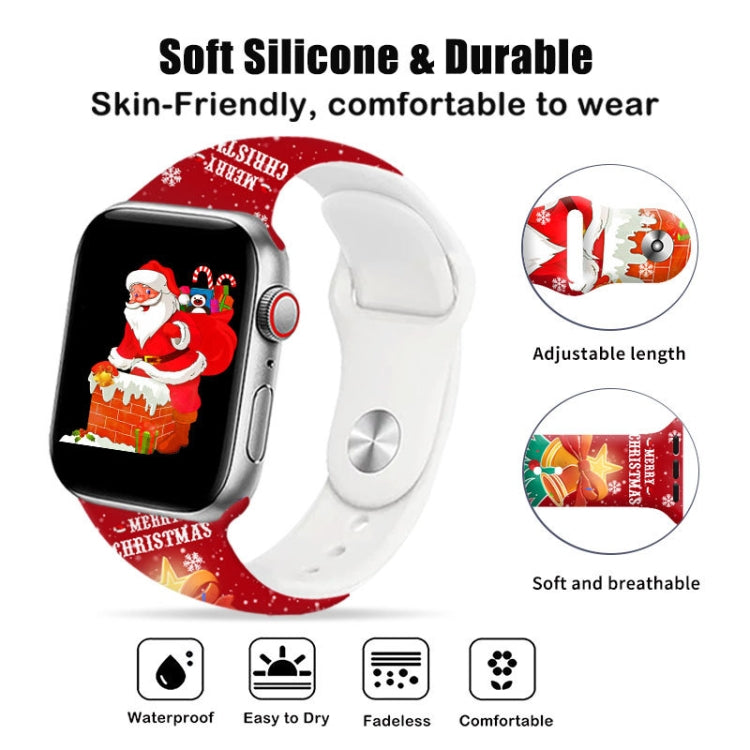 For Apple Watch 42mm / 41mm / 40mm / 38mm Christmas Pattern Reverse Buckle Silicone Watch Band