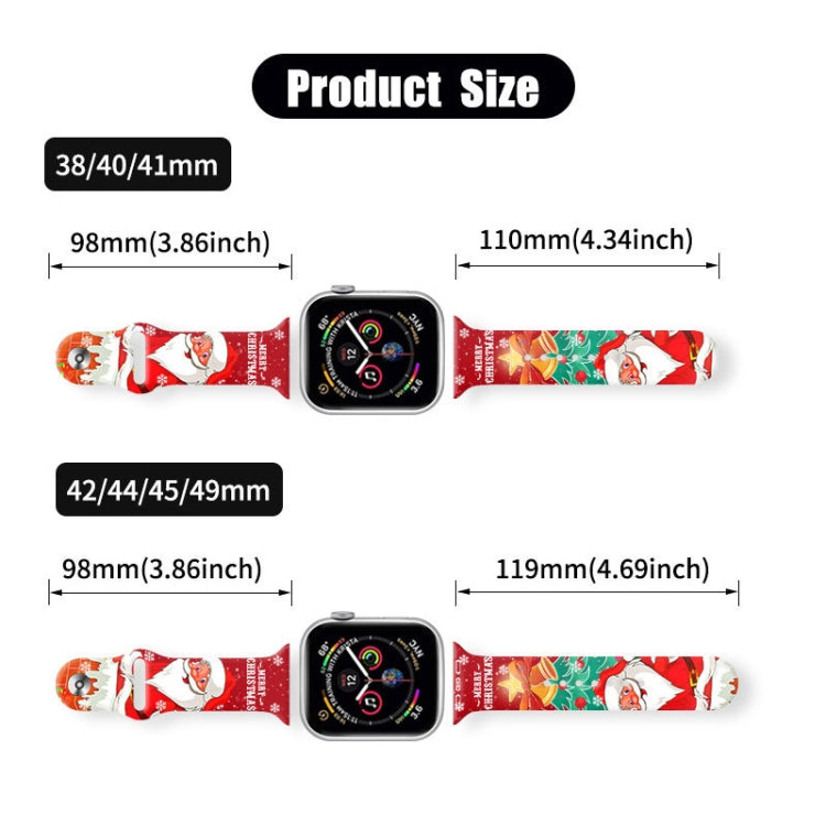 For Apple Watch 42mm / 41mm / 40mm / 38mm Christmas Pattern Reverse Buckle Silicone Watch Band