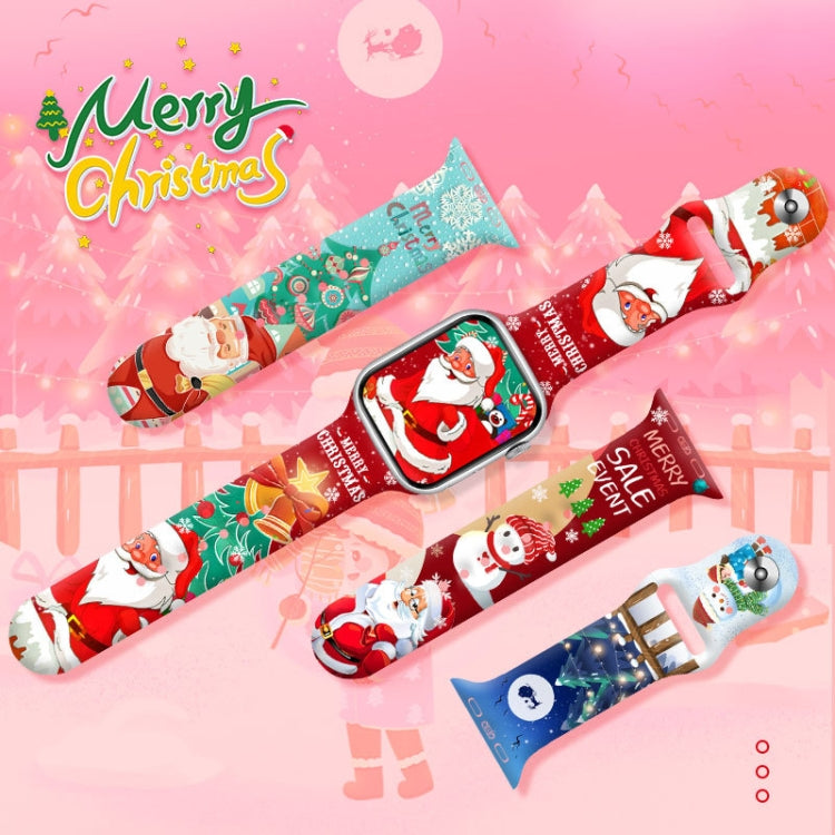 For Apple Watch 42mm / 41mm / 40mm / 38mm Christmas Pattern Reverse Buckle Silicone Watch Band
