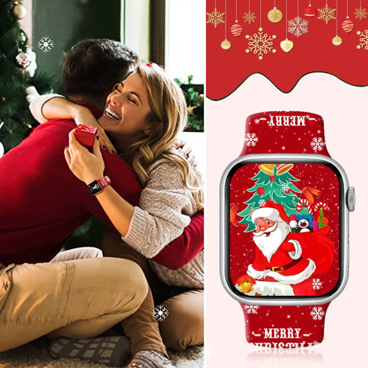 For Apple Watch 42mm / 41mm / 40mm / 38mm Christmas Pattern Reverse Buckle Silicone Watch Band
