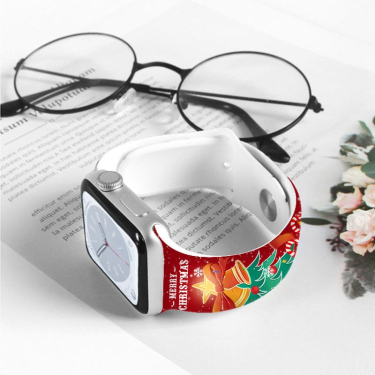 For Apple Watch 42mm / 41mm / 40mm / 38mm Christmas Pattern Reverse Buckle Silicone Watch Band
