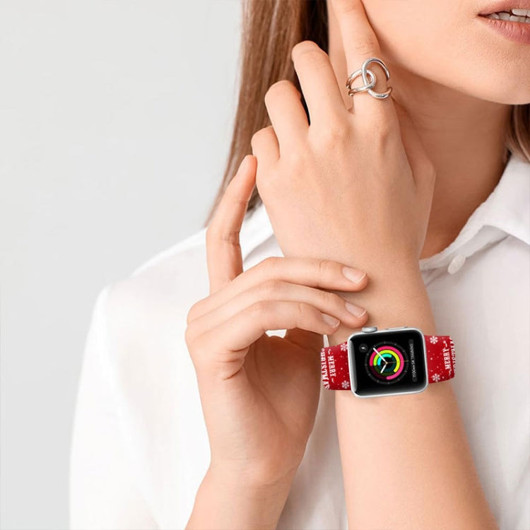 For Apple Watch 42mm / 41mm / 40mm / 38mm Christmas Pattern Reverse Buckle Silicone Watch Band
