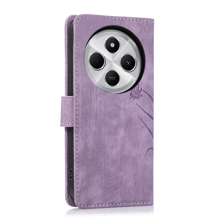 For Redmi 14C 4G / Poco C75 Orchid Butterfly Embossed Leather Phone Case