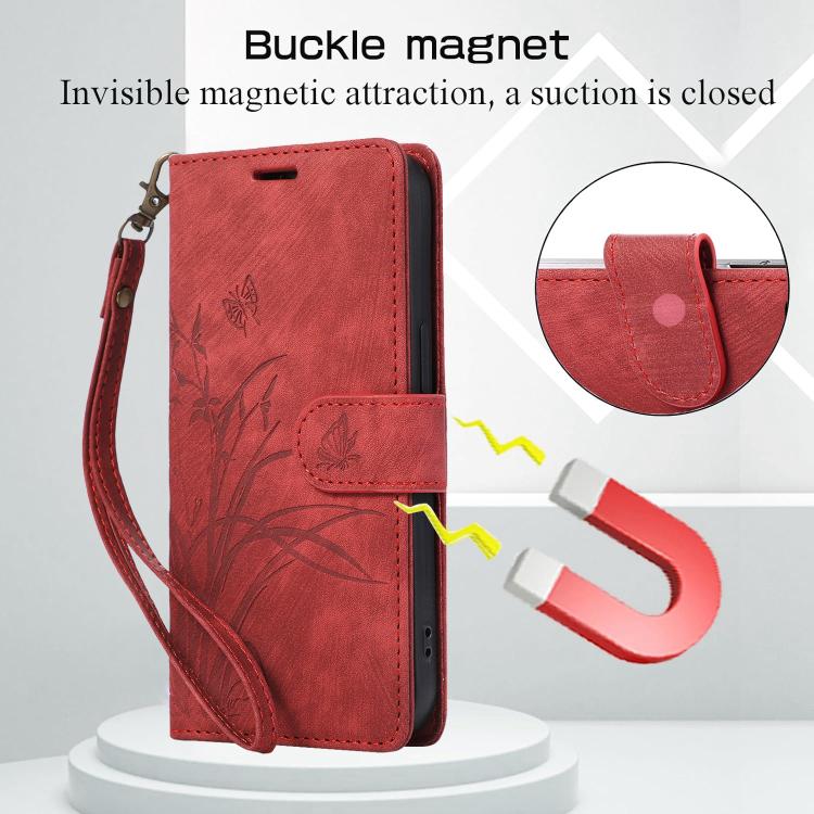 For Redmi 14C 4G / Poco C75 Orchid Butterfly Embossed Leather Phone Case