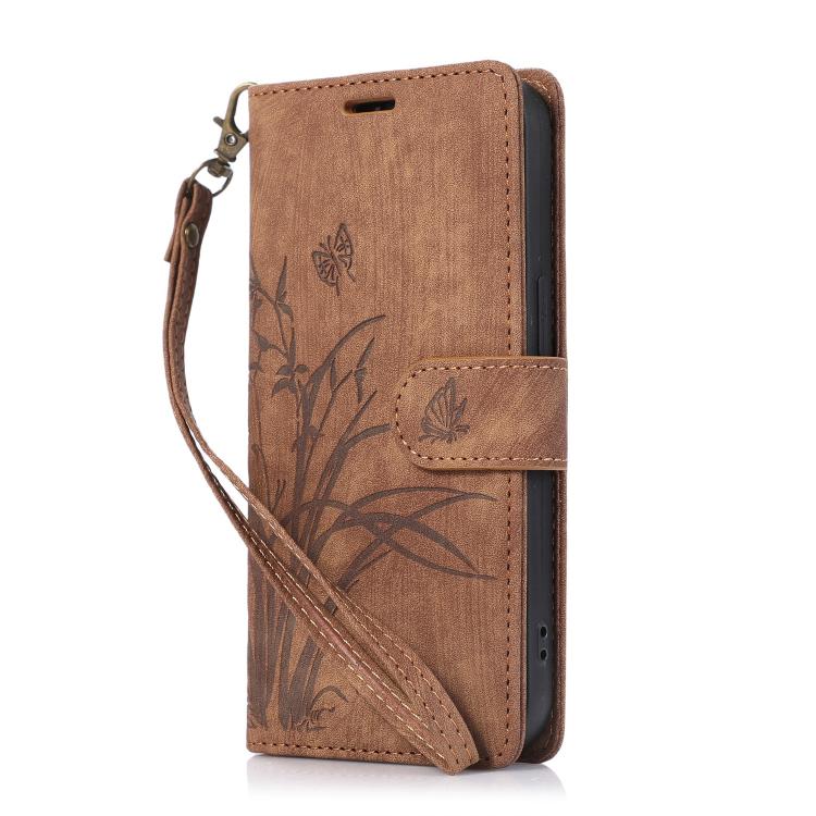 For Redmi 14C 4G / Poco C75 Orchid Butterfly Embossed Leather Phone Case