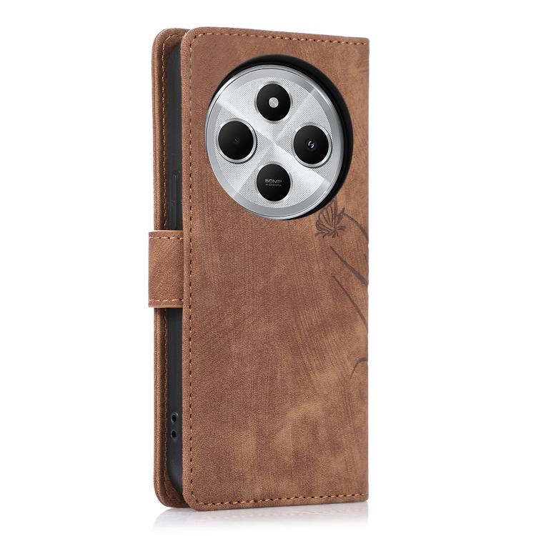 For Redmi 14C 4G / Poco C75 Orchid Butterfly Embossed Leather Phone Case