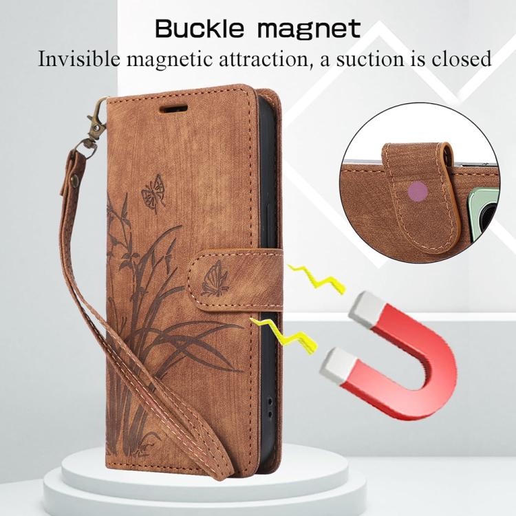 For Redmi 15 5G Global / 15 4G SEA 169.5mm Orchid Butterfly Embossed Leather Phone Case