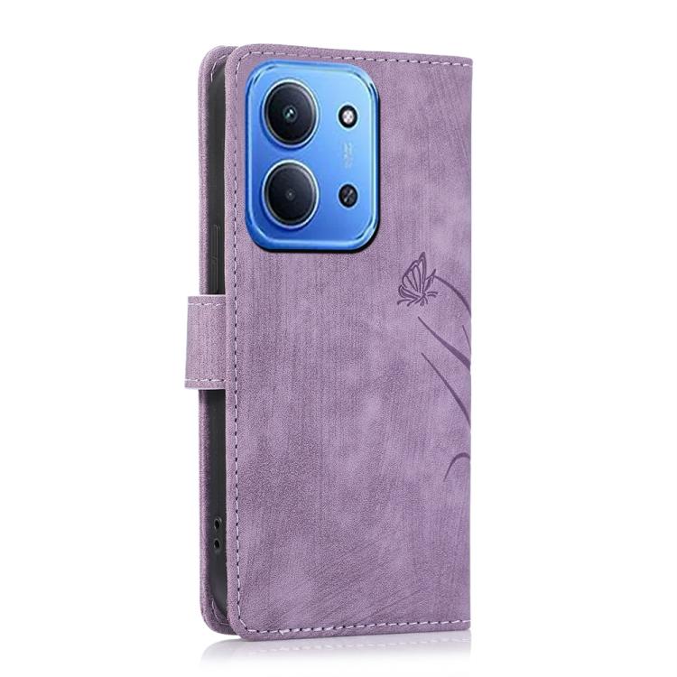 For Redmi 15C 5G / 4G Global 171mm / Poco C85 4G Orchid Butterfly Embossed Leather Phone Case