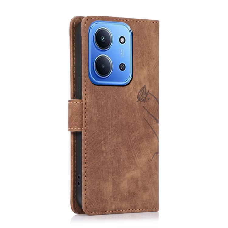 For Redmi 15C 5G / 4G EU 173mm / Poco C85 5G Orchid Butterfly Embossed Leather Phone Case