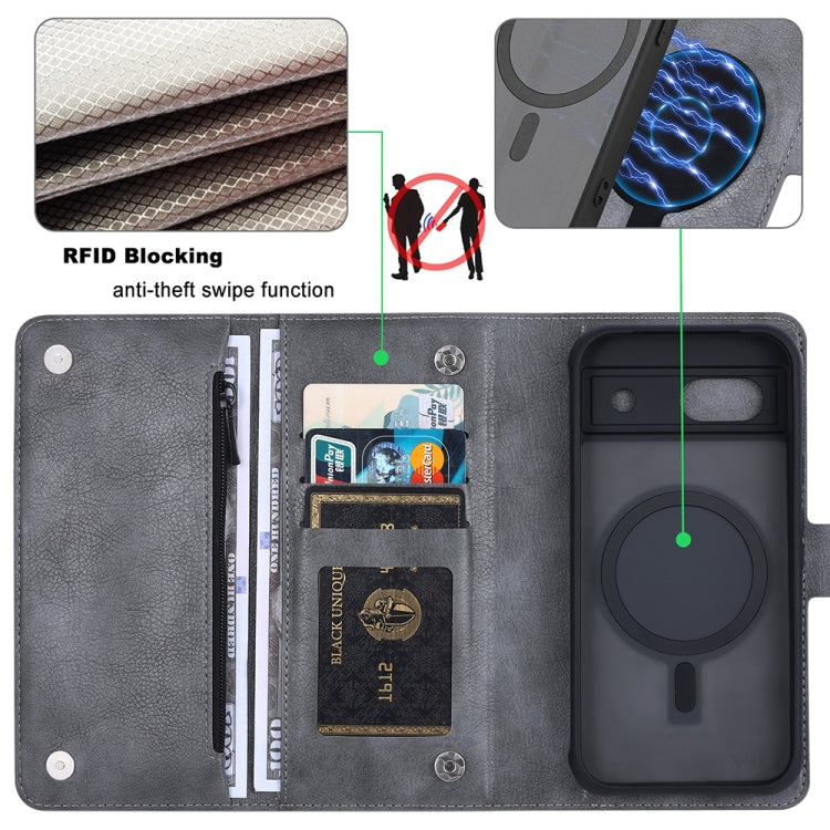 For Google Pixel 8a ViLi GVB Series MagSafe Magnetic RFID Leather Phone Case