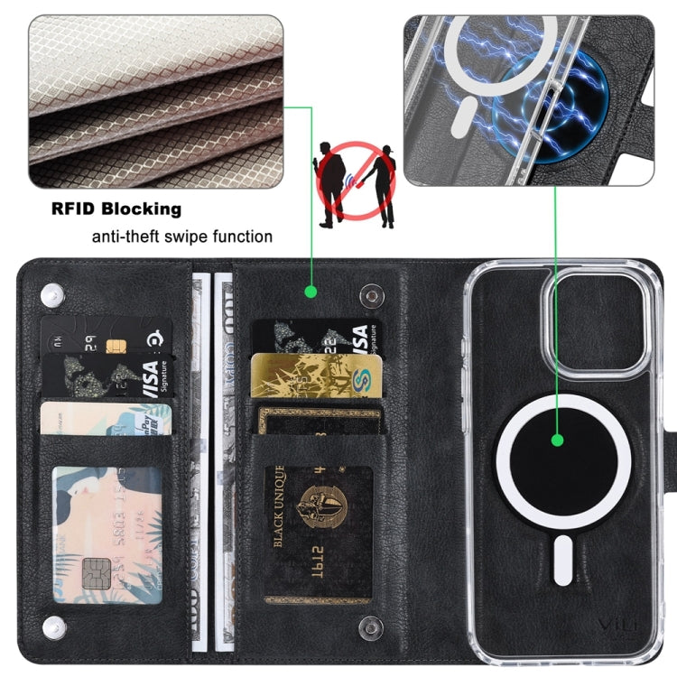 For iPhone 16 Plus ViLi GVS-C Series MagSafe Magnetic RFID Leather Flip Phone Case
