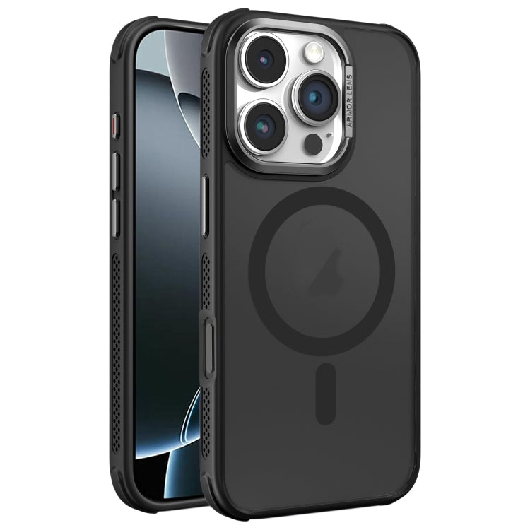 For iPhone 16 Pro Hardware Side Cooling Skin Feel Frosted Metal Lens Frame MagSafe Phone Case
