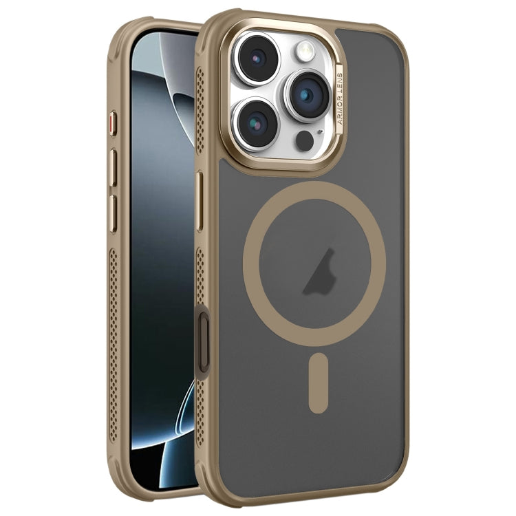 For iPhone 16 Pro Hardware Side Cooling Skin Feel Frosted Metal Lens Frame MagSafe Phone Case