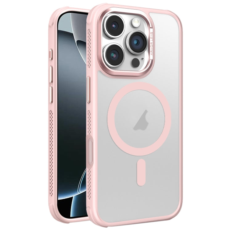 For iPhone 16 Pro Hardware Side Cooling Skin Feel Frosted Metal Lens Frame MagSafe Phone Case
