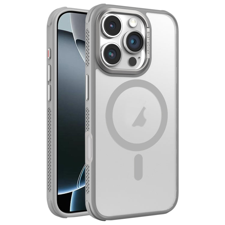 For iPhone 16 Pro Hardware Side Cooling Skin Feel Frosted Metal Lens Frame MagSafe Phone Case