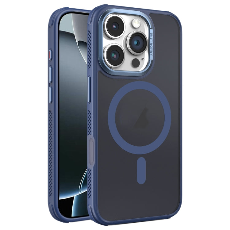 For iPhone 16 Pro Hardware Side Cooling Skin Feel Frosted Metal Lens Frame MagSafe Phone Case