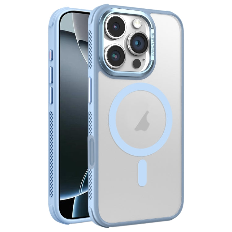 For iPhone 16 Pro Hardware Side Cooling Skin Feel Frosted Metal Lens Frame MagSafe Phone Case