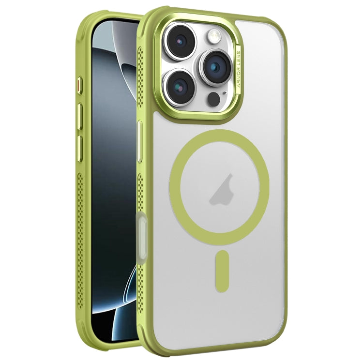 For iPhone 16 Pro Hardware Side Cooling Skin Feel Frosted Metal Lens Frame MagSafe Phone Case