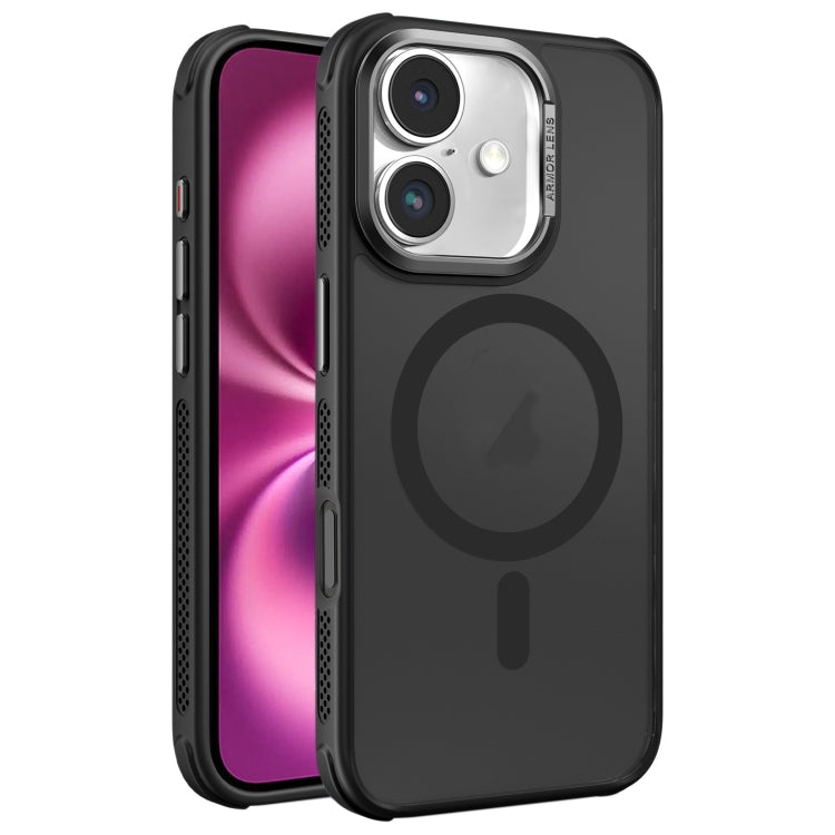 For iPhone 16 Plus Hardware Side Cooling Skin Feel Frosted Metal Lens Frame MagSafe Phone Case