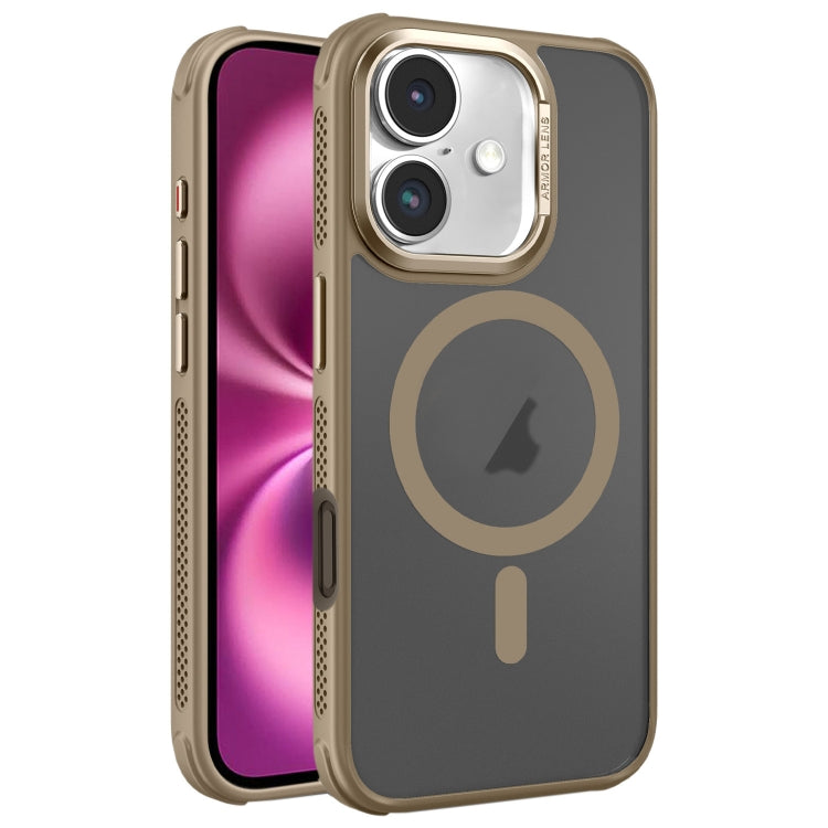 For iPhone 16 Plus Hardware Side Cooling Skin Feel Frosted Metal Lens Frame MagSafe Phone Case
