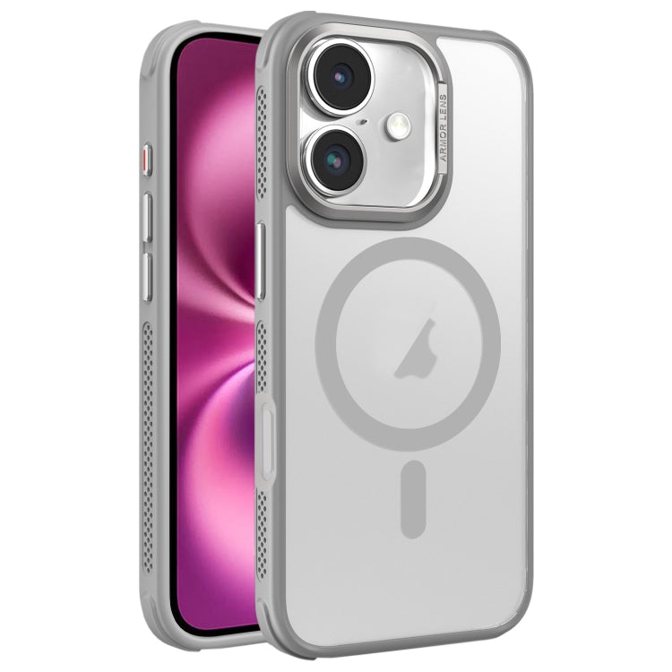 For iPhone 16 Plus Hardware Side Cooling Skin Feel Frosted Metal Lens Frame MagSafe Phone Case