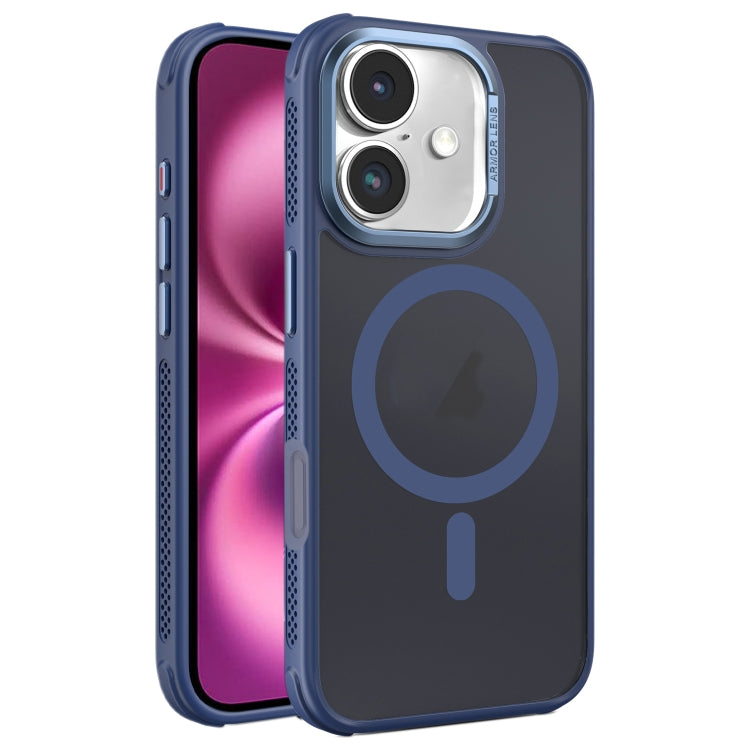 For iPhone 16 Plus Hardware Side Cooling Skin Feel Frosted Metal Lens Frame MagSafe Phone Case
