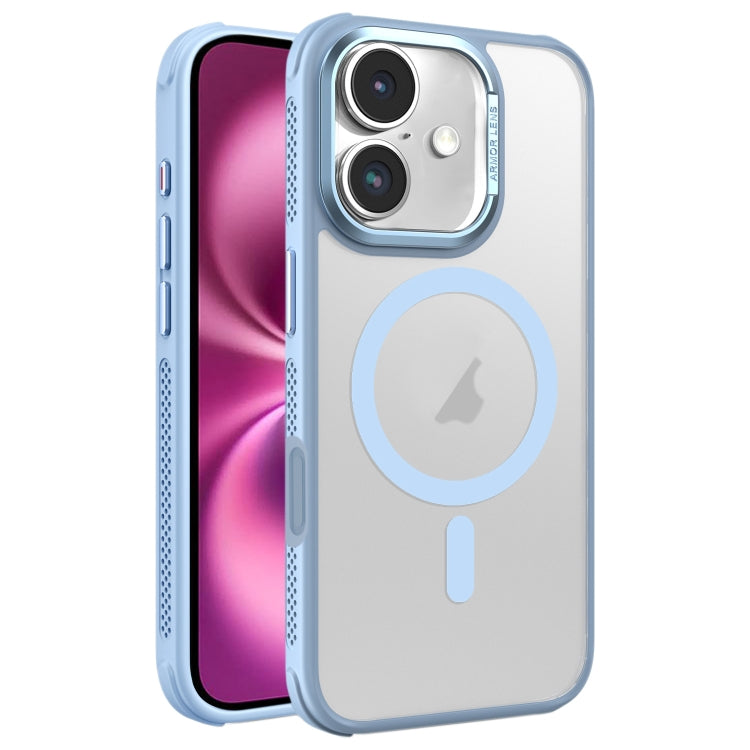 For iPhone 16 Plus Hardware Side Cooling Skin Feel Frosted Metal Lens Frame MagSafe Phone Case