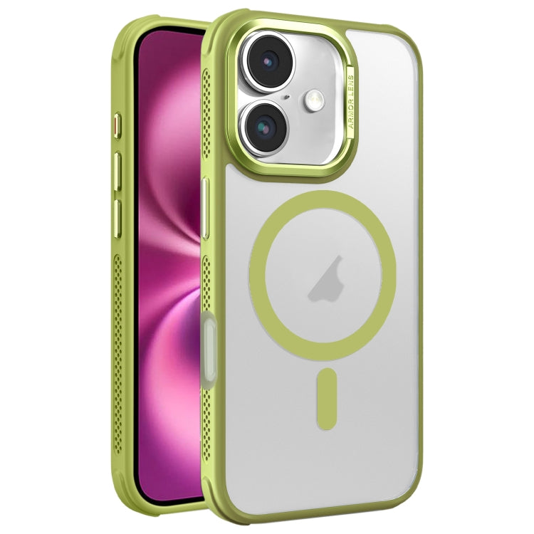 For iPhone 16 Plus Hardware Side Cooling Skin Feel Frosted Metal Lens Frame MagSafe Phone Case