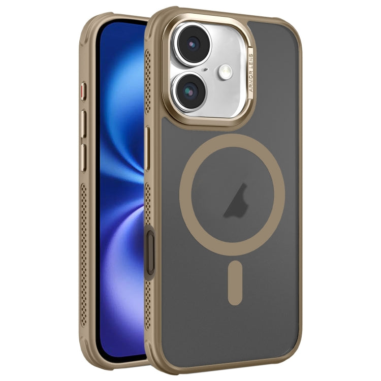 For iPhone 16 Hardware Side Cooling Skin Feel Frosted Metal Lens Frame MagSafe Phone Case