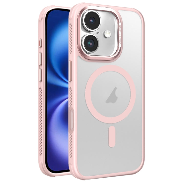 For iPhone 16 Hardware Side Cooling Skin Feel Frosted Metal Lens Frame MagSafe Phone Case