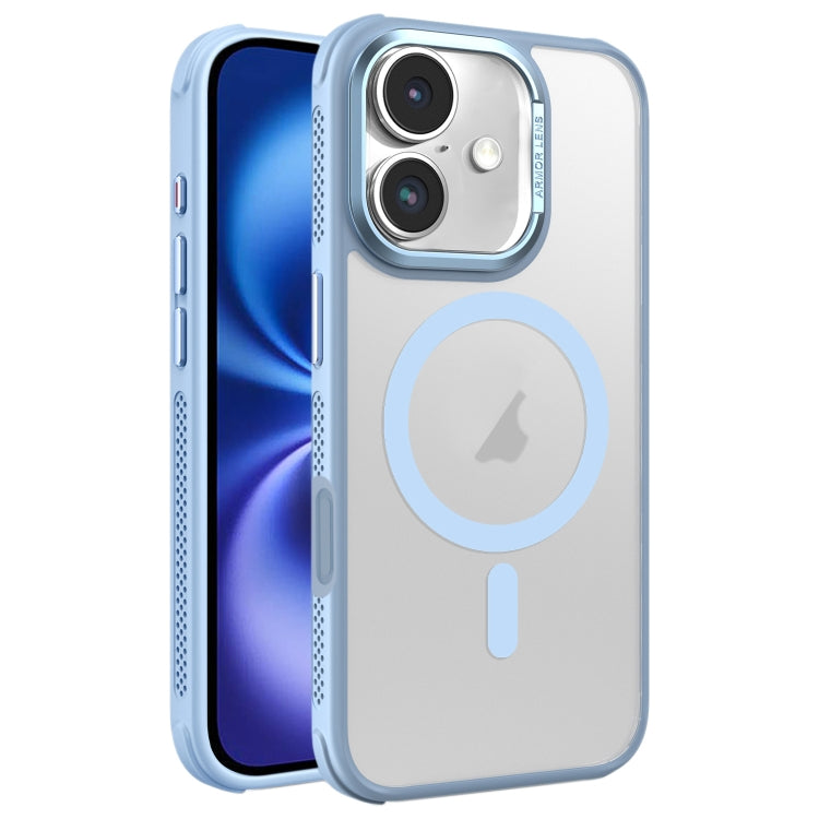 For iPhone 16 Hardware Side Cooling Skin Feel Frosted Metal Lens Frame MagSafe Phone Case