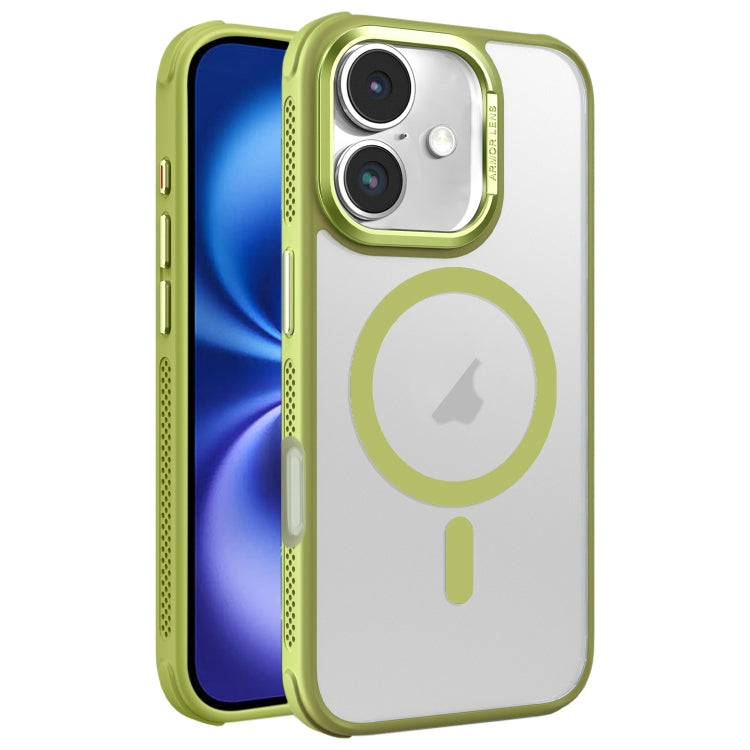 For iPhone 16 Hardware Side Cooling Skin Feel Frosted Metal Lens Frame MagSafe Phone Case