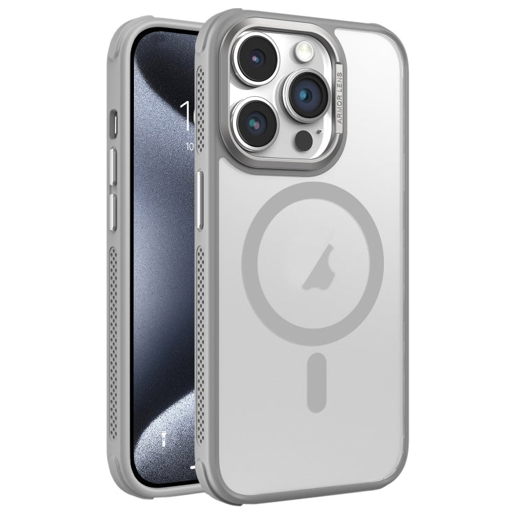 For iPhone 15 Pro Max Hardware Side Cooling Skin Feel Frosted Metal Lens Frame MagSafe Phone Case