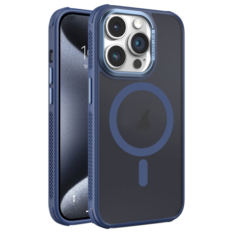 For iPhone 15 Pro Max Hardware Side Cooling Skin Feel Frosted Metal Lens Frame MagSafe Phone Case
