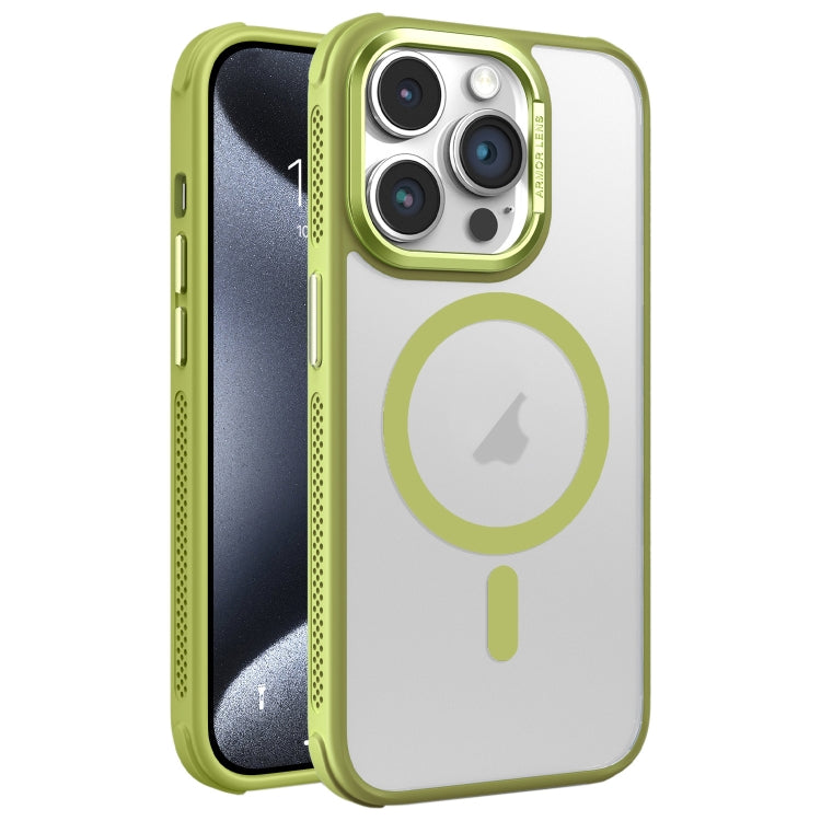 For iPhone 15 Pro Max Hardware Side Cooling Skin Feel Frosted Metal Lens Frame MagSafe Phone Case