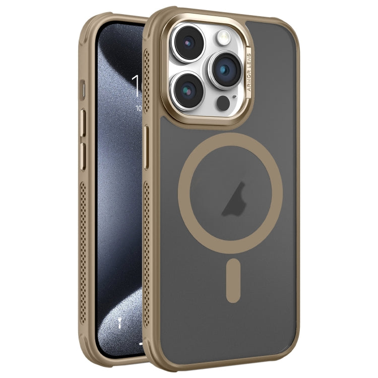 For iPhone 15 Pro Hardware Side Cooling Skin Feel Frosted Metal Lens Frame MagSafe Phone Case