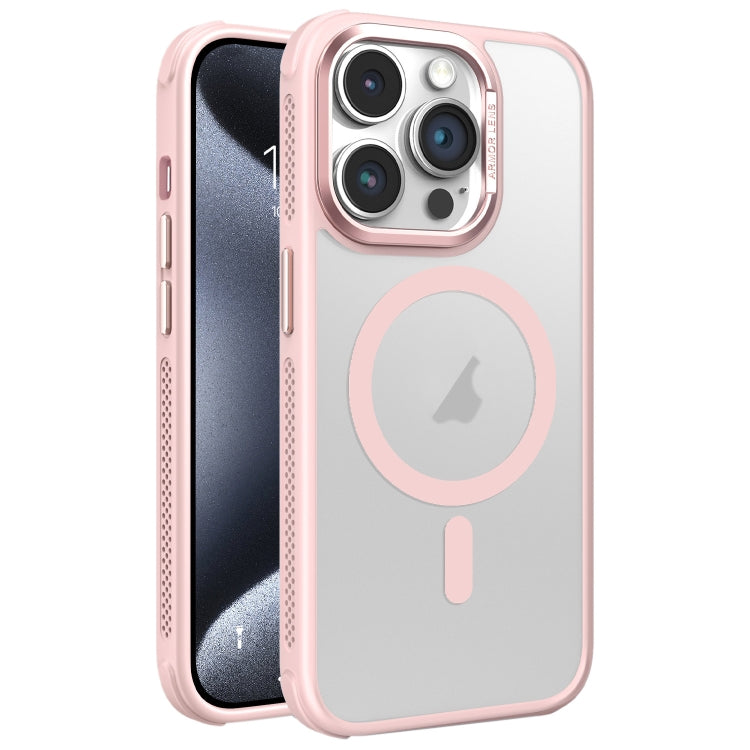 For iPhone 15 Pro Hardware Side Cooling Skin Feel Frosted Metal Lens Frame MagSafe Phone Case