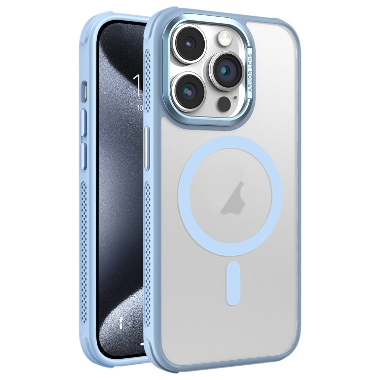For iPhone 15 Pro Hardware Side Cooling Skin Feel Frosted Metal Lens Frame MagSafe Phone Case