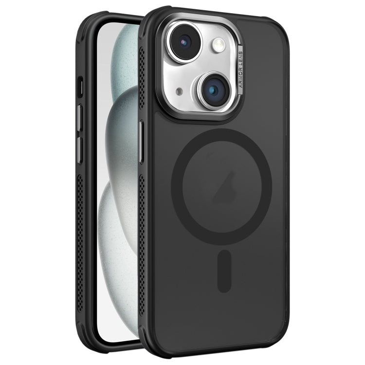 For iPhone 15 Plus Hardware Side Cooling Skin Feel Frosted Metal Lens Frame MagSafe Phone Case