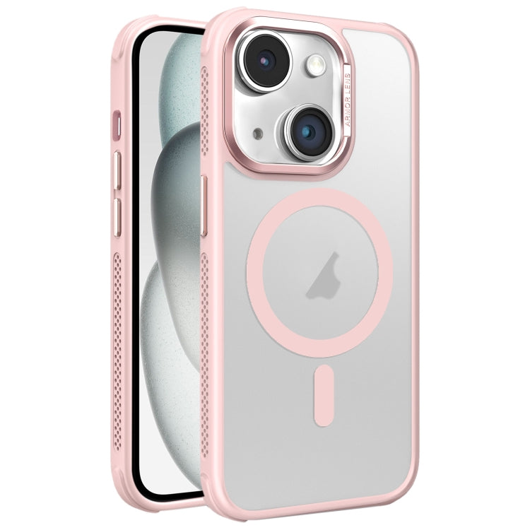 For iPhone 15 Plus Hardware Side Cooling Skin Feel Frosted Metal Lens Frame MagSafe Phone Case
