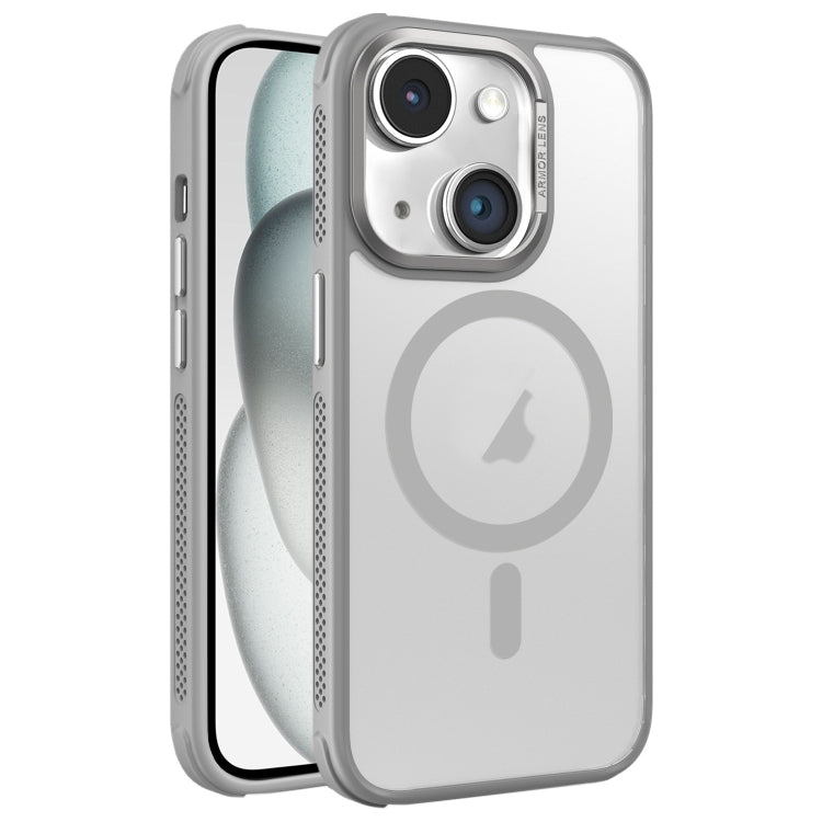 For iPhone 15 Plus Hardware Side Cooling Skin Feel Frosted Metal Lens Frame MagSafe Phone Case