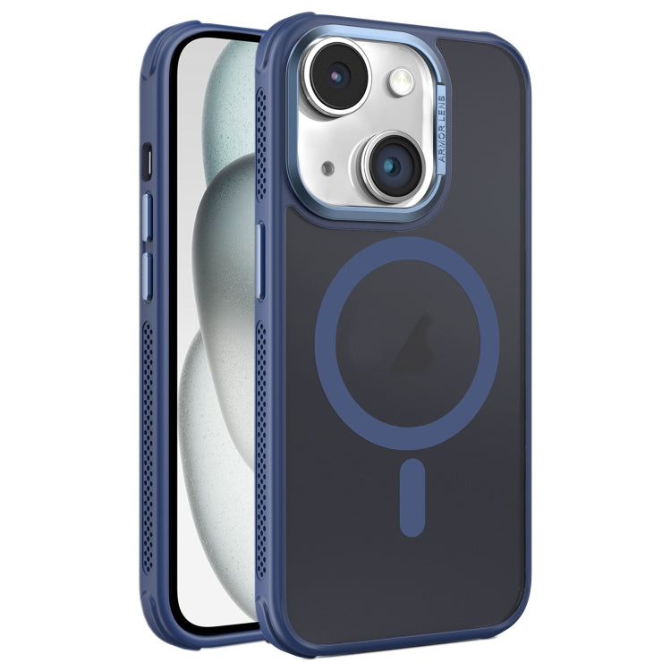 For iPhone 15 Plus Hardware Side Cooling Skin Feel Frosted Metal Lens Frame MagSafe Phone Case