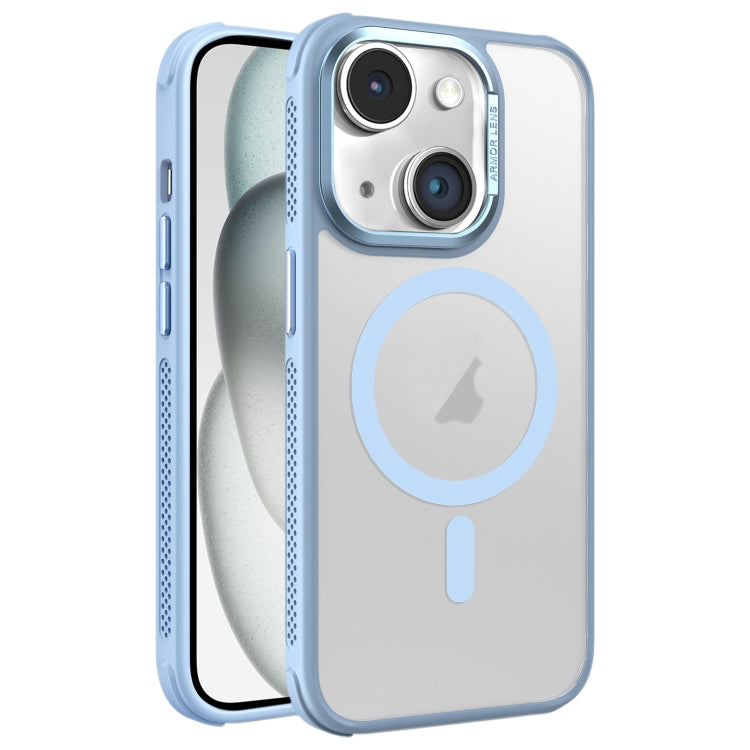 For iPhone 15 Plus Hardware Side Cooling Skin Feel Frosted Metal Lens Frame MagSafe Phone Case