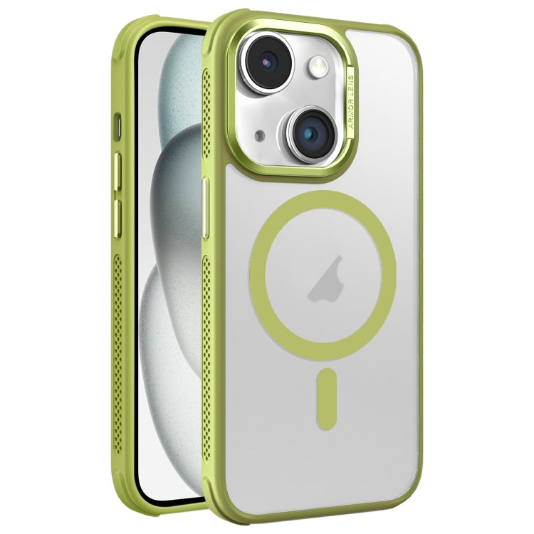 For iPhone 15 Plus Hardware Side Cooling Skin Feel Frosted Metal Lens Frame MagSafe Phone Case