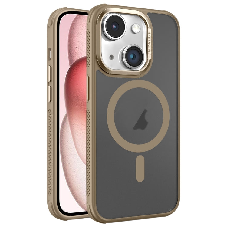 For iPhone 15 Hardware Side Cooling Skin Feel Frosted Metal Lens Frame MagSafe Phone Case
