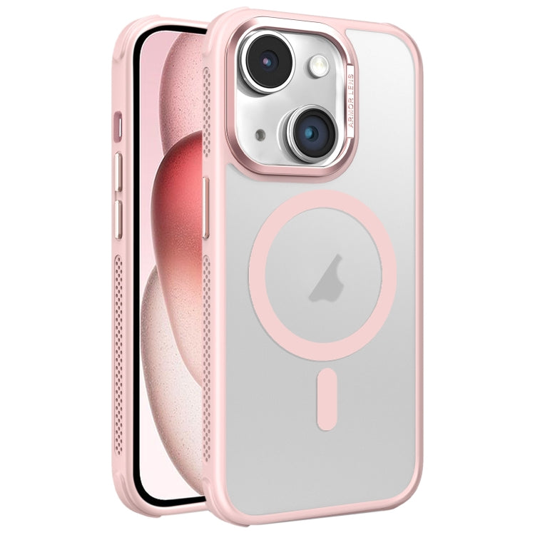 For iPhone 15 Hardware Side Cooling Skin Feel Frosted Metal Lens Frame MagSafe Phone Case