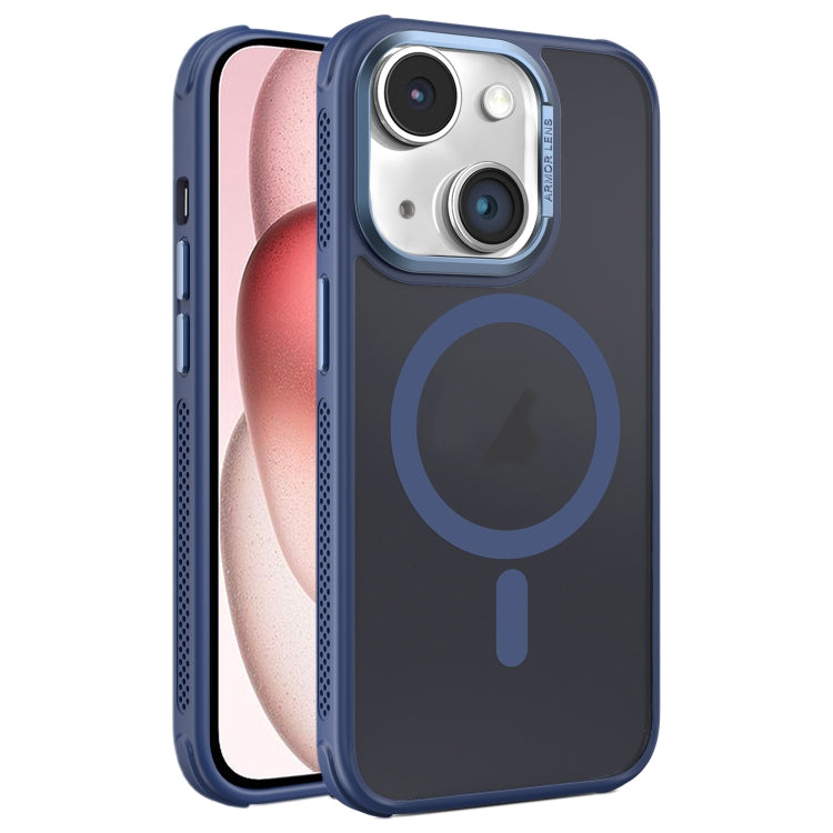 For iPhone 15 Hardware Side Cooling Skin Feel Frosted Metal Lens Frame MagSafe Phone Case