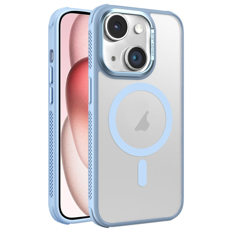 For iPhone 15 Hardware Side Cooling Skin Feel Frosted Metal Lens Frame MagSafe Phone Case